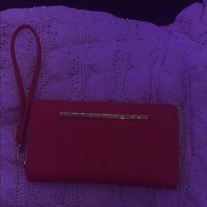 Steve Madden Red Zip Wristlet with Gold Accent